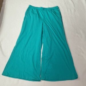 Rae Mode 100% Cotton Teal Wide-Leg Pants for casual or lounge wear